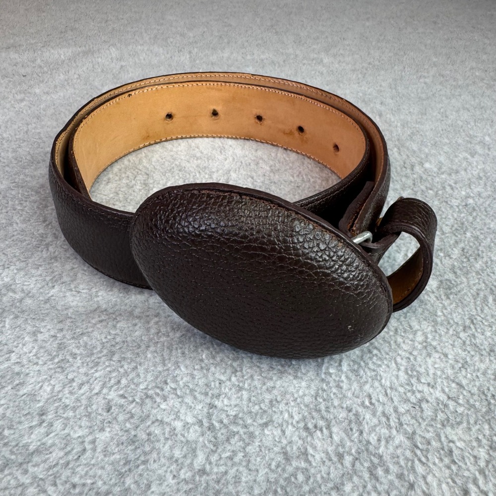 Cowboy Leather Belt Size 27 Brown‎ Genuine Leather Wrapped Trophy Buckle